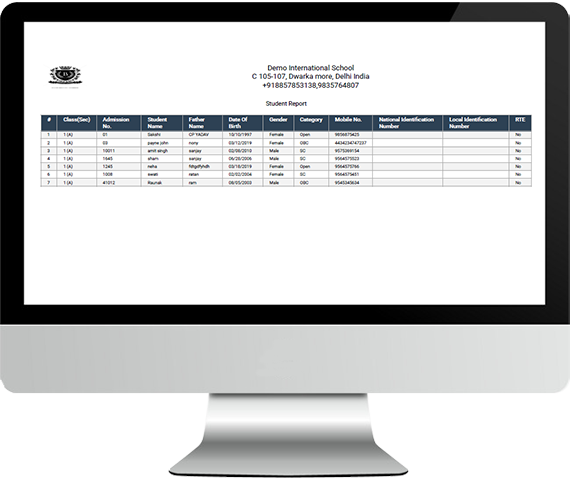 student report for school erp